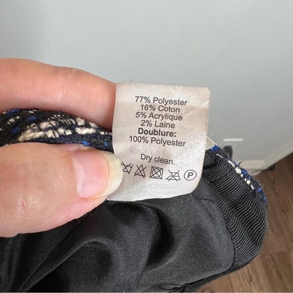 J Crew Factory Womens Size 4 Black Blue Tweed Pencil Skirt Preppy Career Wool - Picture 7 of 12